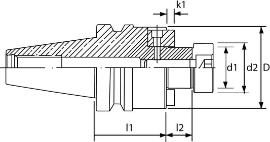 K-Gualda BT40-FMB22-60L Face Milling Arbor B