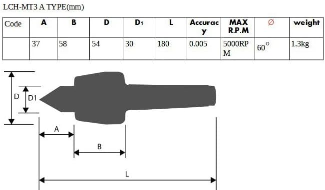 K-Gualda Morse Taper 3 MT3 Live center A type NC Lathe